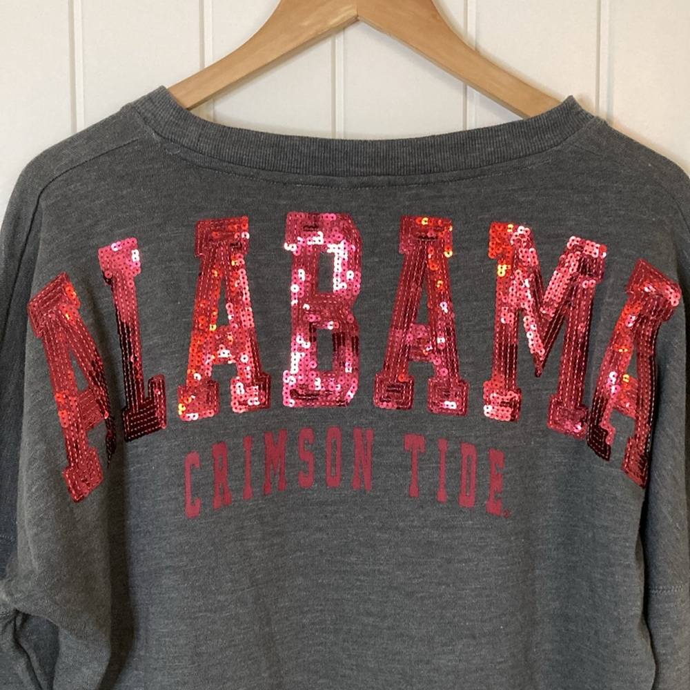 Alabama Crimson Tide Colosseum Womens Long‎ Sleeve Shirt Size S Sequins Grey Red